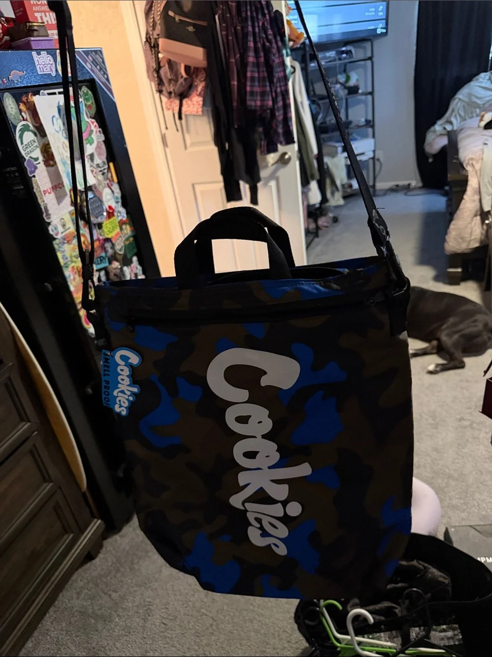 Cookies Blue & Brown smell proof Camo Crossbody Bag